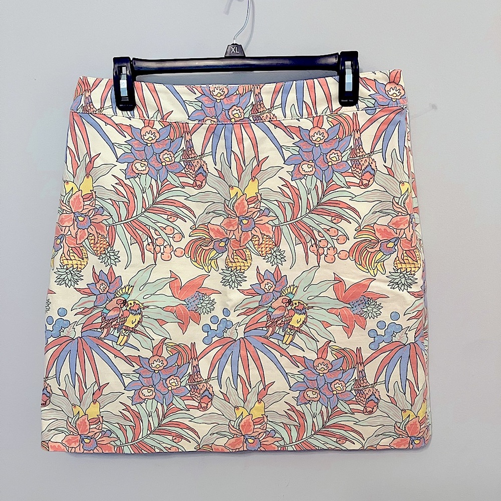 Talbots Tropical Skirt with exotic birds flowers Sz 10